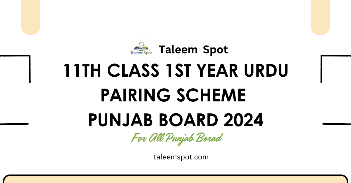 11th Class 1st Year Class Urdu Pairing Scheme Punjab Board