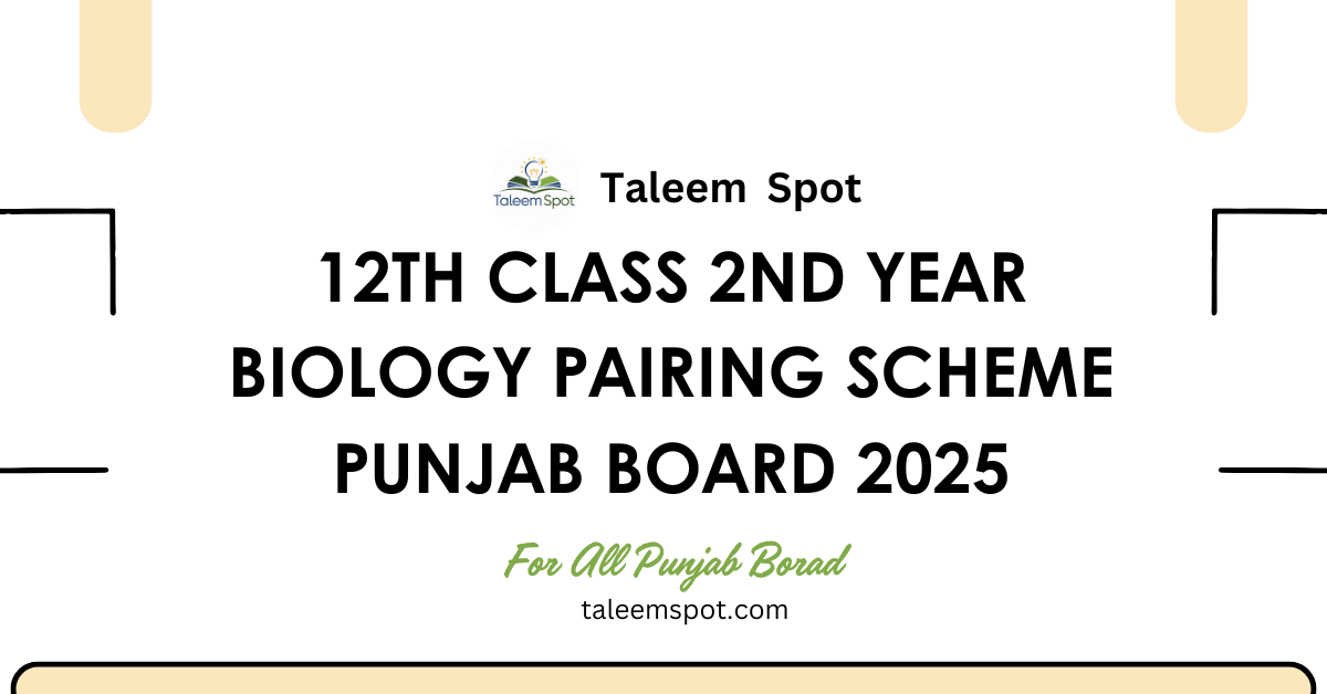 12th Class 2nd Year Biology Pairing Scheme Punjab Board