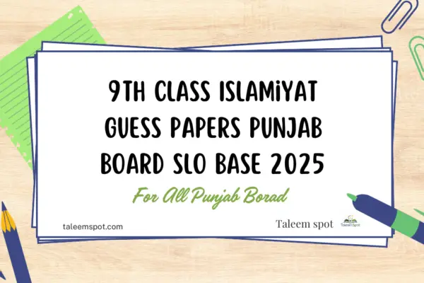 9th Class Islamiyat Guess Papers Punjab Board SLO Base