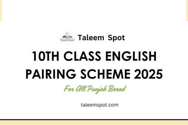 10th Class English Pairing Scheme Punjab Board 2025