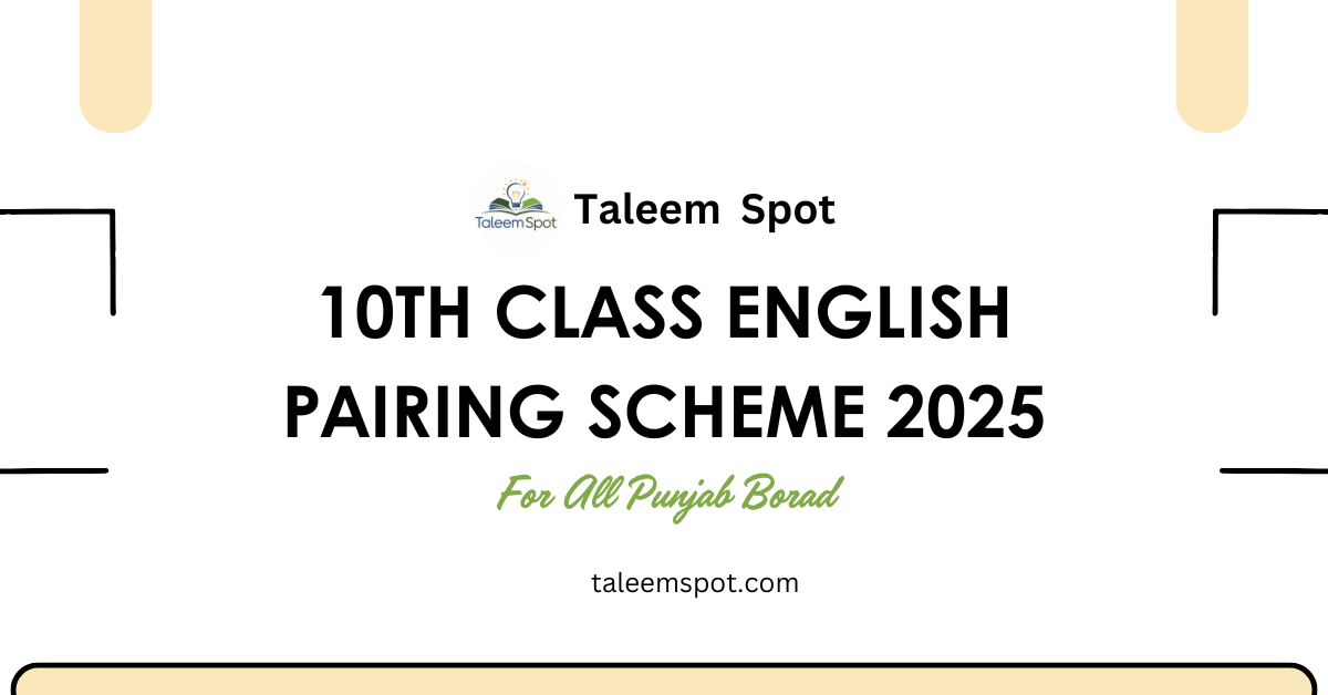 10th Class English Pairing Scheme Punjab Board 2025