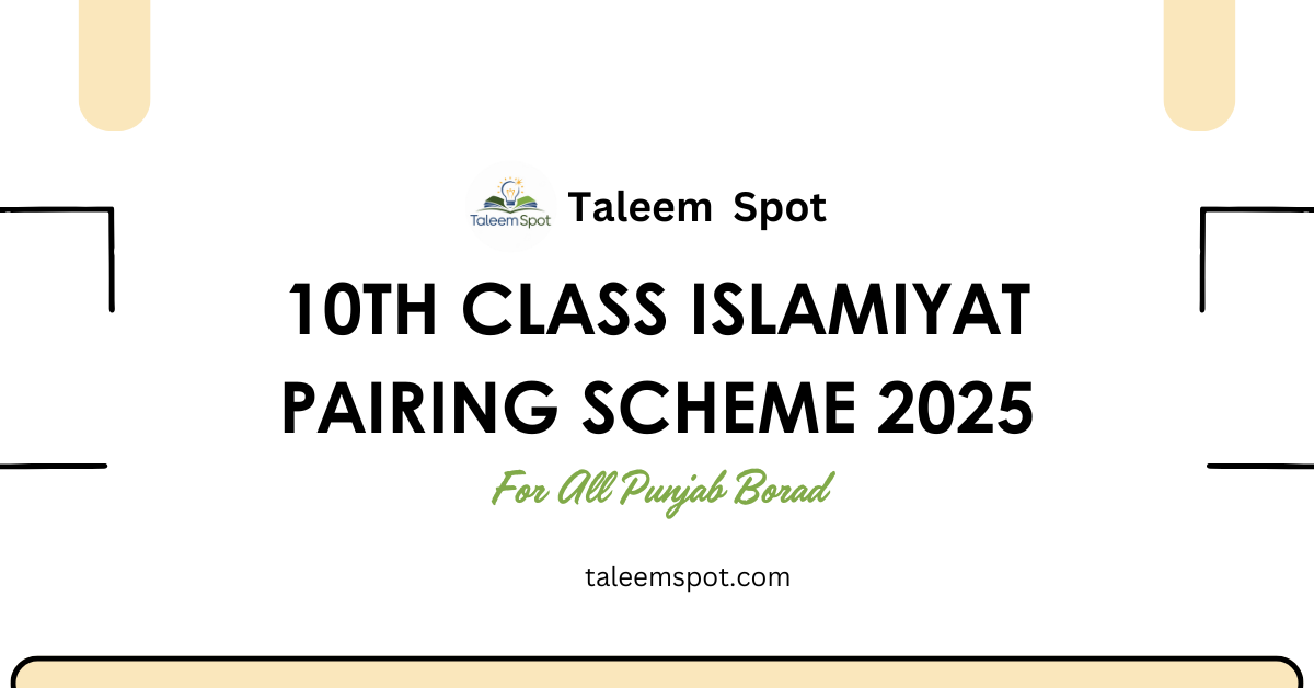 10th Class Islamiyat Pairing Scheme Punjab Board 2025